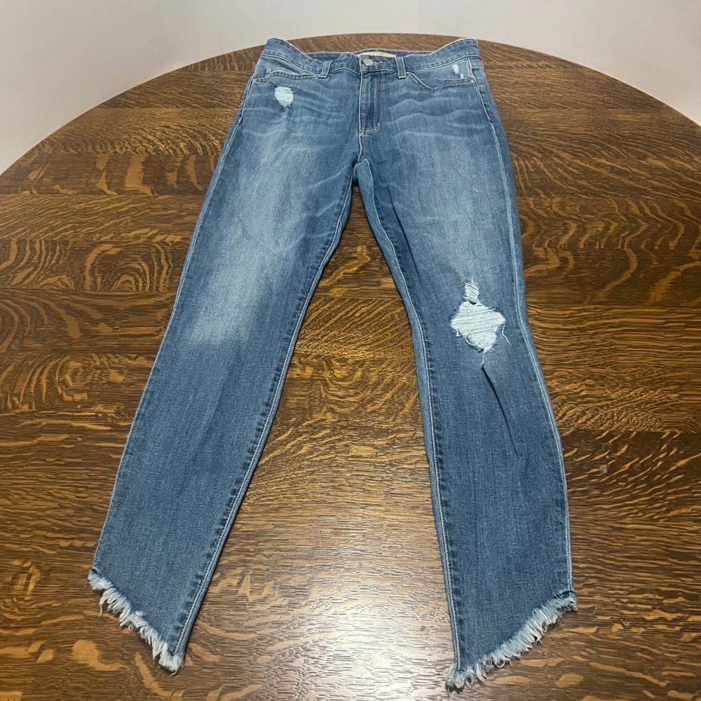 Joe's Jeans Rhea Jeans Women 27 Blue Distressed Frayed Step Hem GDSRHE5748